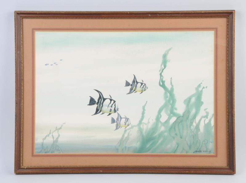 Appraisal: Watercolor Of Fish By Hunter Wood This attractive watercolor of