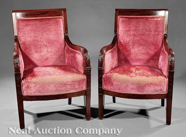 Appraisal: A Fine Pair of Restauration Carved Mahogany Berg res early