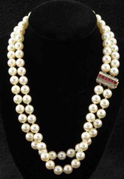 Appraisal: Double Strand Pearl Chokercomprised of Akoya pearls mm- mm and