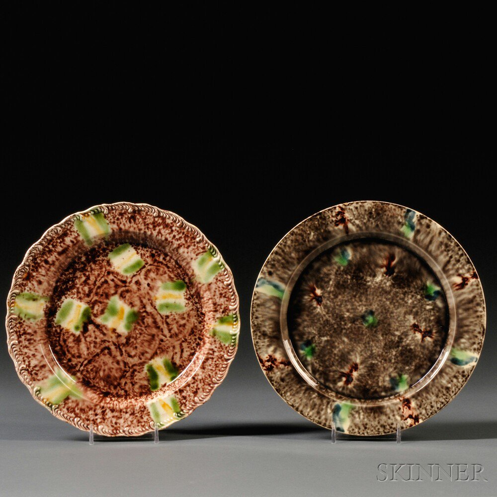 Appraisal: Two Staffordshire Cream-colored Earthenware Plates England th century each with