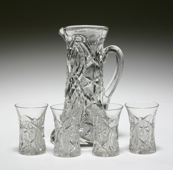 Appraisal: pc Millersburg Crystal Ohio Star cider set includes jug and