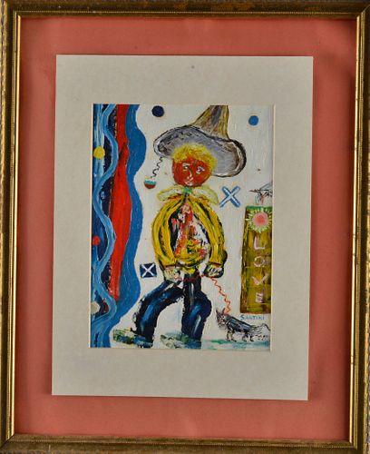 Appraisal: VITTORIO SANTINI FOLK ART PAINTINGpaint on paper framed ware to