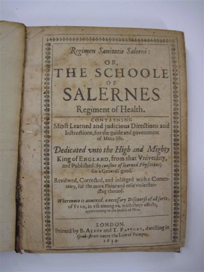 Appraisal: vol Schola Salernitana Joannes de Mediolano Arnaldus de Villanova et