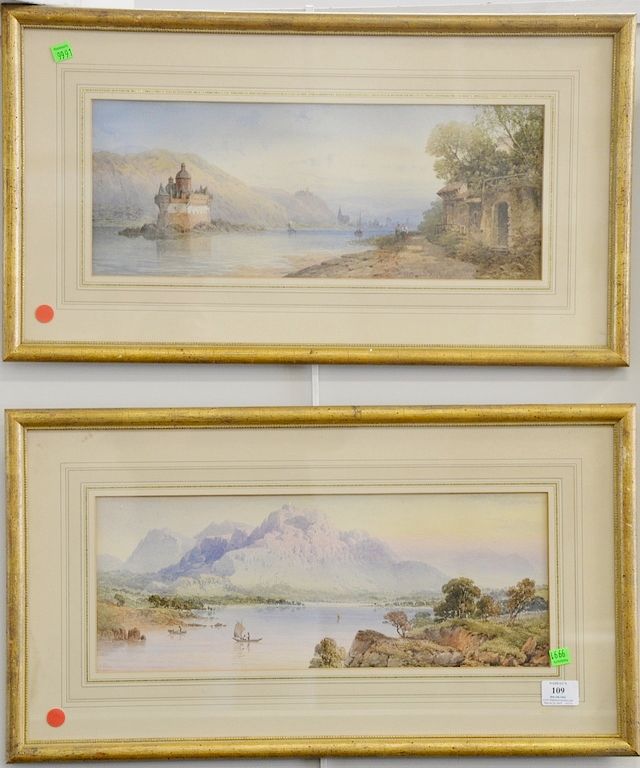 Appraisal: Pair of Edward Richardson - watercolors Castle on Island in