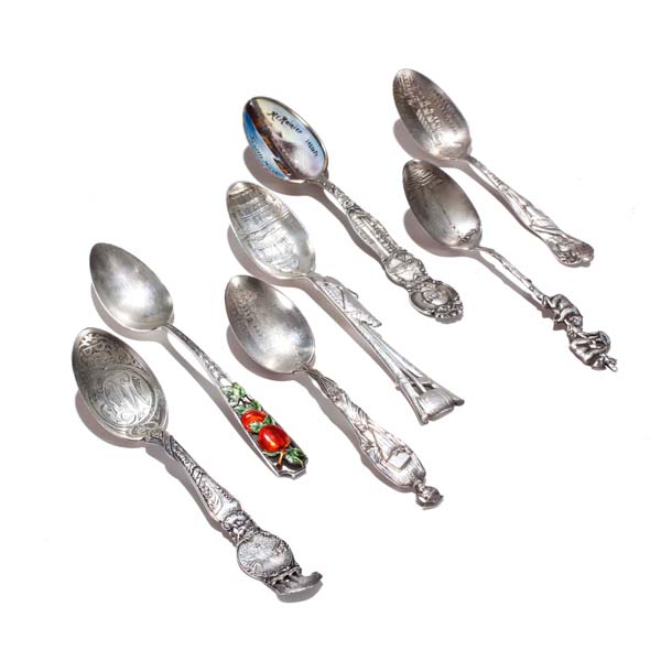 Appraisal: Lot of sterling Souvenir spoons Western themes like Seattle Washington