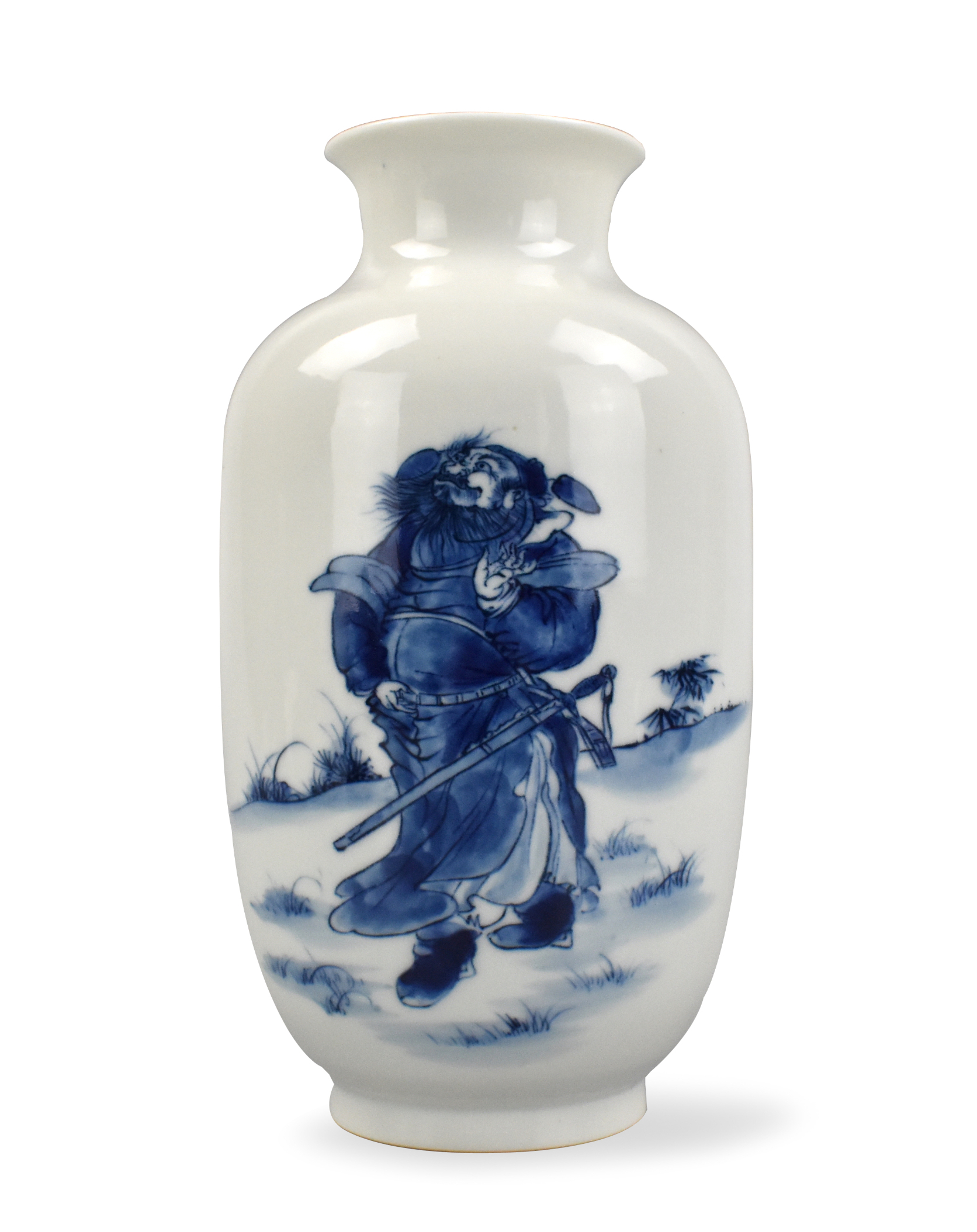 Appraisal: A Chinese blue white lantern vase with flared mouth Design