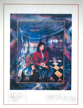 Appraisal: LARGE MICHAEL JACKSON LITHOGRAPH Large and very colorful lithograph depicting