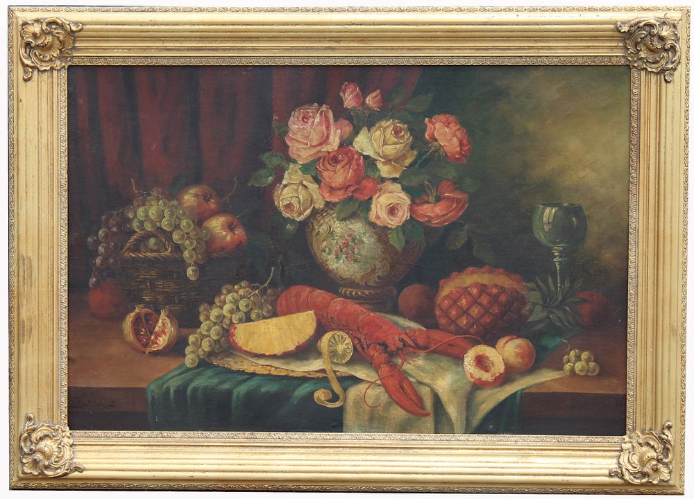 Appraisal: Signed th C Flemish Still Life Painting Signed th C