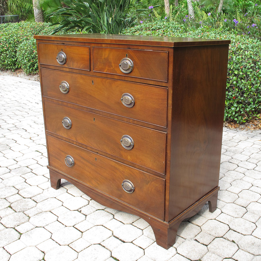 Appraisal: EARLY TH CENTURY HEPPLEWHITE CHEST Mahogany with string inlay accents