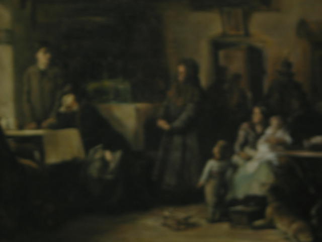 Appraisal: C Gollmann Oil on Canvas interior scene of a wake