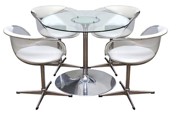 Appraisal: CONTEMPORARY FIVE PIECE DINING SUITE late th century comprising glass