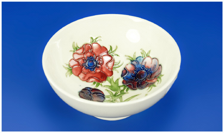 Appraisal: Moorcroft Small Footed Bowl 'Anemone' design on white ground marks