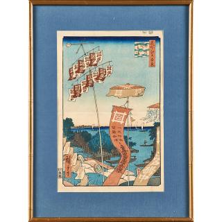 Appraisal: UTAGAWA HIROSHIGE Japanese Kanasugi Bridge and Shibaura from One Hundred