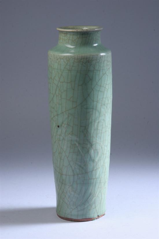 Appraisal: CHINESE CELADON PORCELAIN VASE Ming dynasty or later Incised foliate