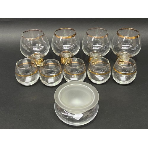 Appraisal: Assortment of glass to include gold rimmed and a caviar