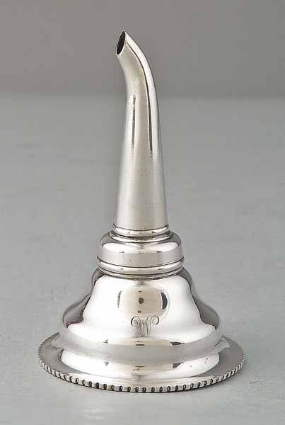 Appraisal: A Regency-Style Silverplate Wine Funnel th c in two sections