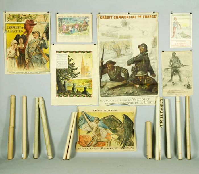 Appraisal: - Lot of WWI Era French Posters Lot of seventeen