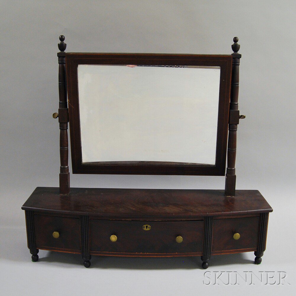 Appraisal: Federal Inlaid Mahogany Dressing Mirror possibly Boston early th century