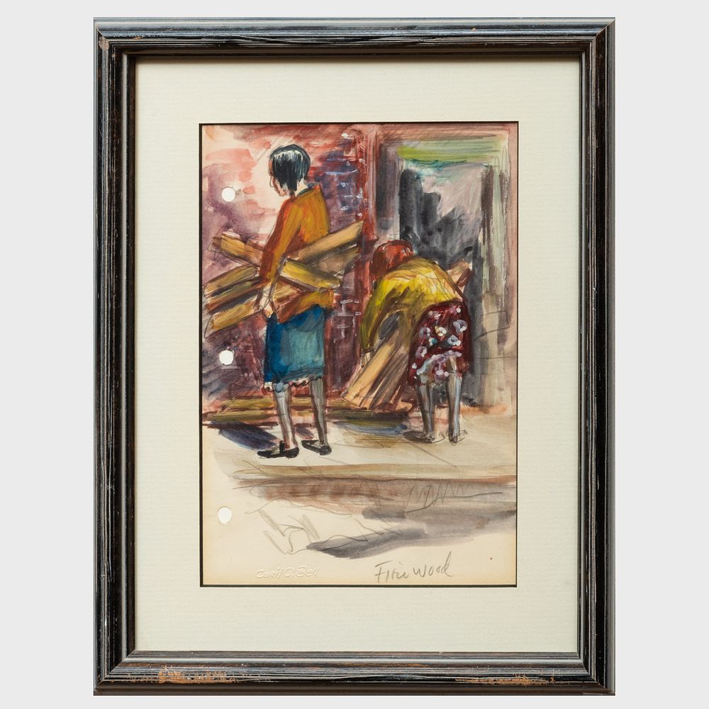 Appraisal: Cecil Bell - Firewood Watercolor on paper with the artist's