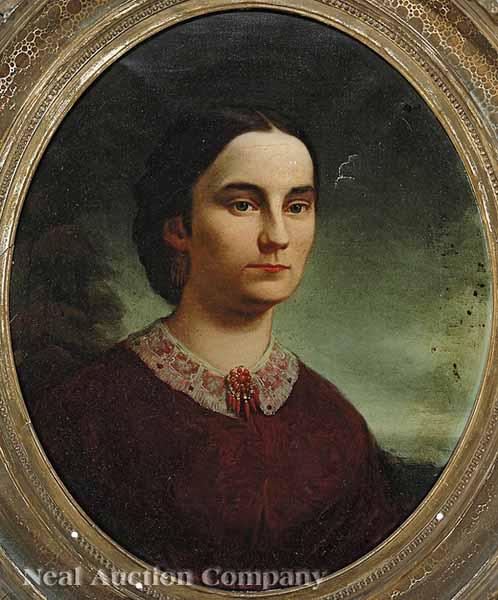 Appraisal: American School mid- th c Portrait of a Lady oil