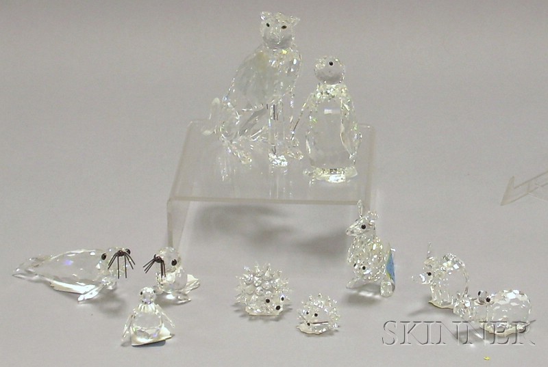 Appraisal: Ten Small Swarovski Cut Crystal Animal Figurines including a panther