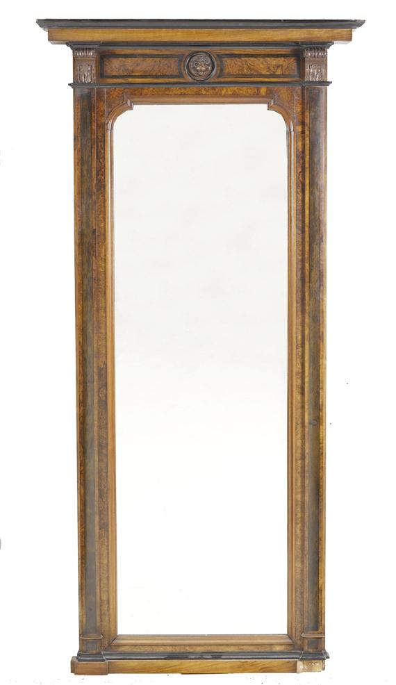 Appraisal: CONSOLE WITH MIRROR Empire style Walnut x x cm Mirror