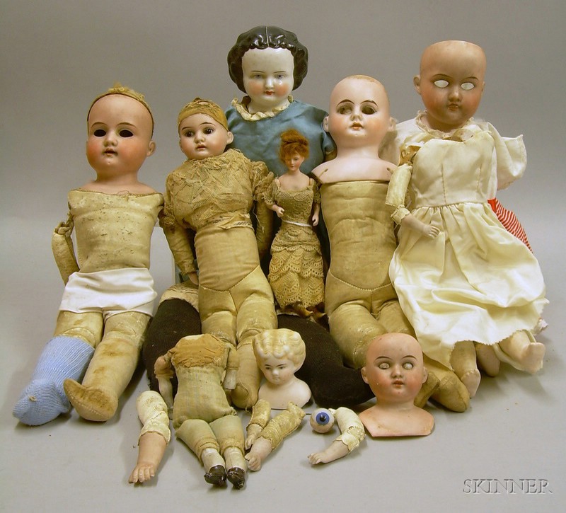 Appraisal: Eight Assorted Shoulder Head Dolls Germany mid to late th