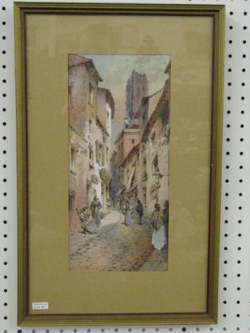 Appraisal: G Ranser Watercolor European Street scene signed