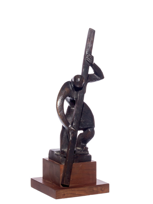 Appraisal: AARON J GOODELMAN American - Steel Worker bronze signed and