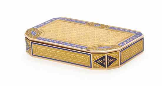 Appraisal: A Continental Gold and Enameled Snuff Box possibly Swiss of