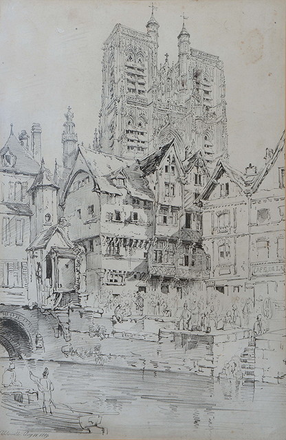 Appraisal: HENRY EDRIDGE - 'Abbeville Aug ' pencil drawing inscribed with