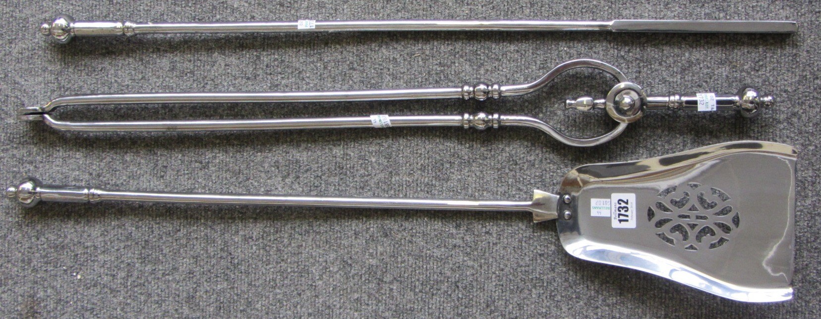 Appraisal: A set of three Victorian polished steel fire irons with