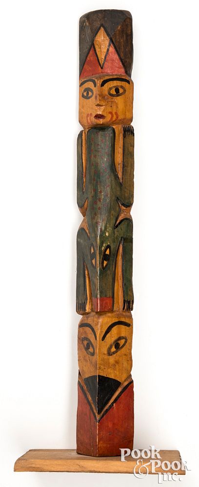 Appraisal: Northwest Coast carved and painted totem pole Pacific Northwest carved