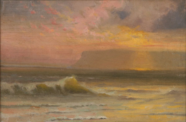 Appraisal: William Wilhelm Riess German - Sunset over the Cliffs oil