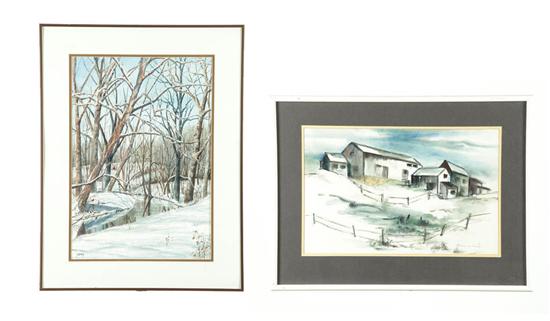 Appraisal: TWO WINTER SCAPES AMERICAN SCHOOL LATE TH CENTURY Watercolor on