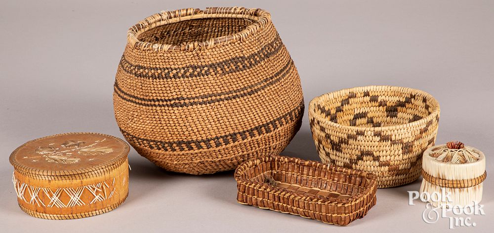 Appraisal: Group of Native American baskets Group of Native American baskets