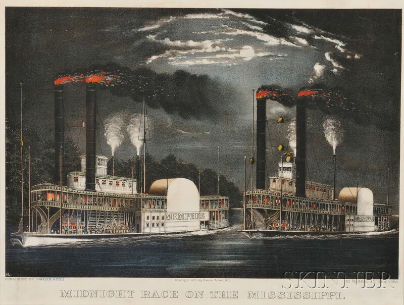 Appraisal: Currier Ives publishers American - Midnight Race On The Mississippi