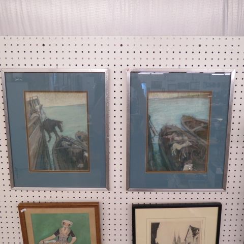 Appraisal: Margurite de Rocha pastel two framed scenes of horses being