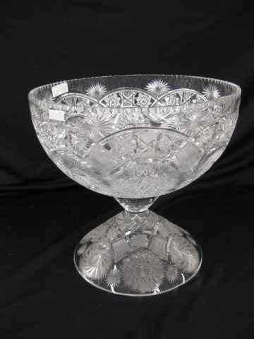 Appraisal: Cut Crystal Punchbowl attached stand '' diameter '' tall excellent