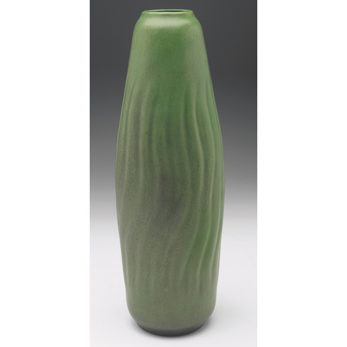 Appraisal: Rare Teco vase designed by Fritz Albert good green matte