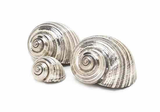 Appraisal: Three Italian Silver Mounted Shells Buccellati comprising a pair and