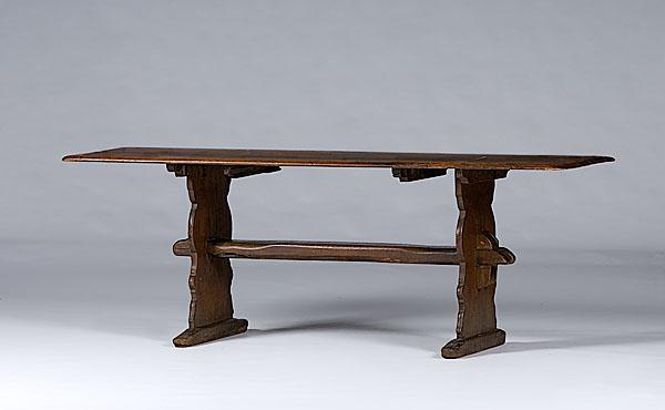 Appraisal: TRESTLE TABLE OF OAK AND PINE probably English early th