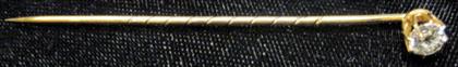 Appraisal: Yellow gold and diamond stick pinFeaturing an Old European cut