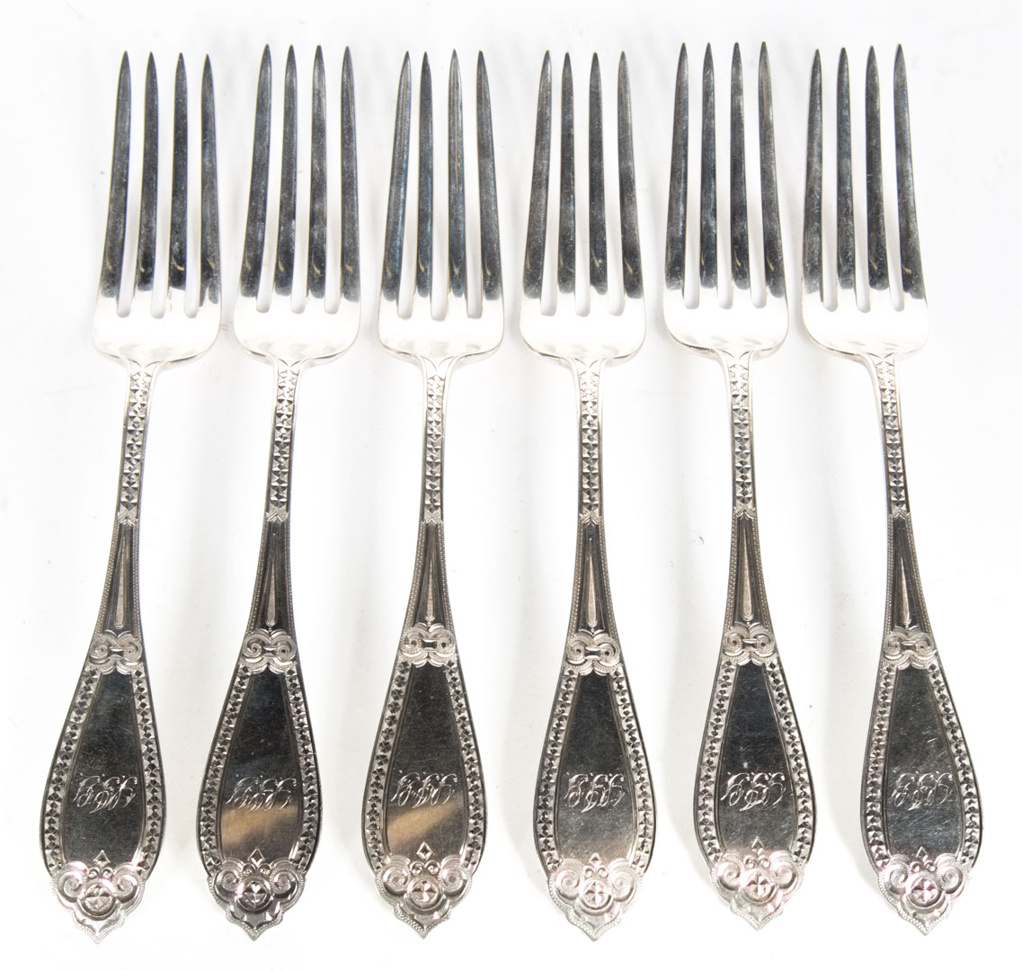 Appraisal: American bright cut coin silver luncheon forks Farrington Hunnewell Boston