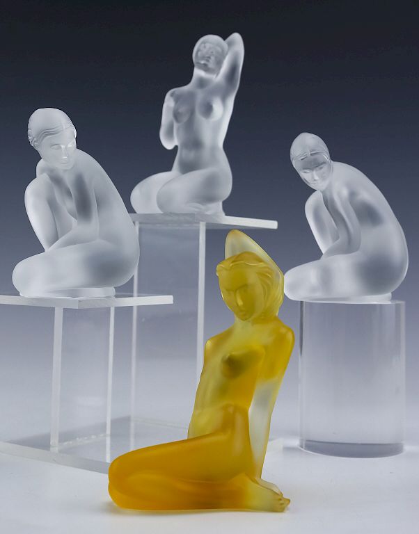 Appraisal: Lalique French Art Glass Female Nude Figurine Set of four