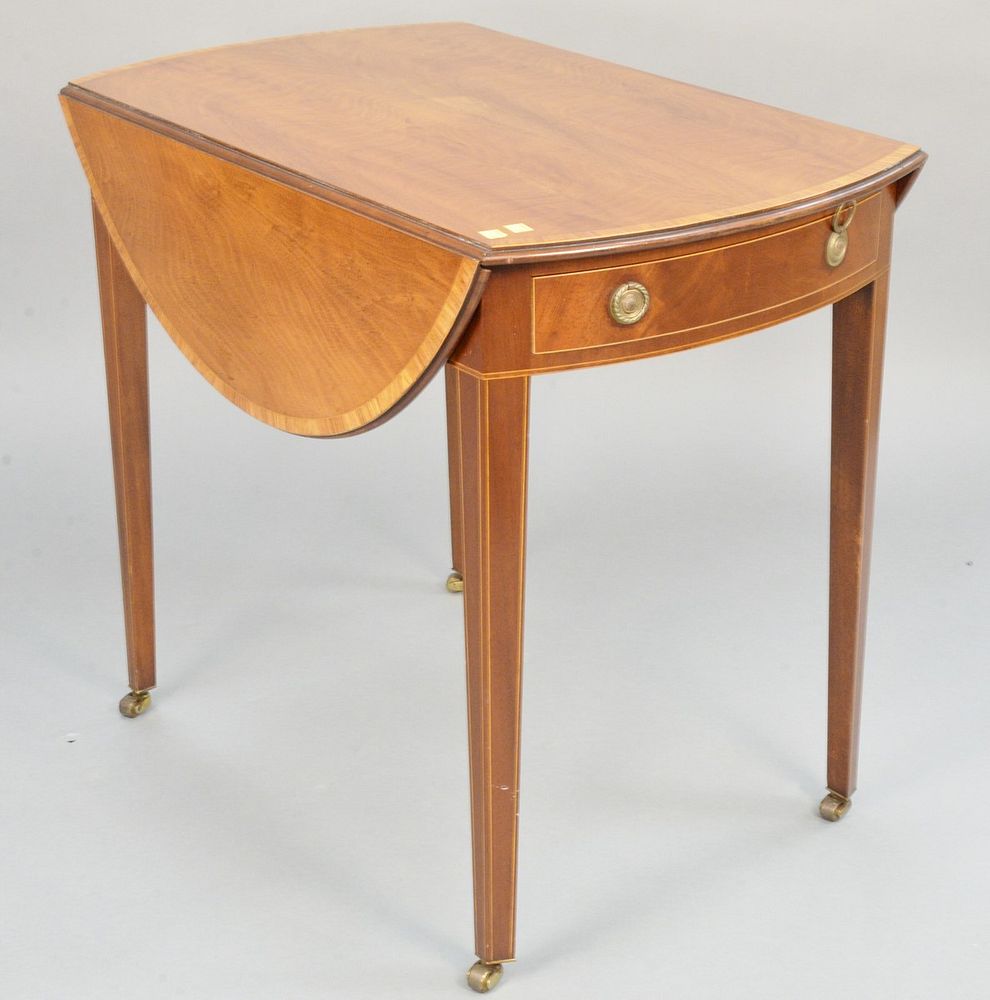 Appraisal: George IV style mahogany drop leaf pembroke table with banded