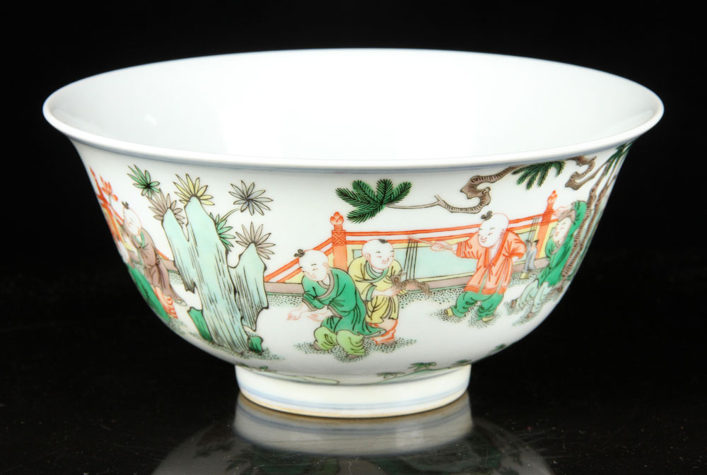 Appraisal: - Chinese Kangxi Famille vert Bowl Porcelain Chinese Kangxi famille