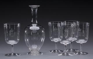 Appraisal: Continental clear crystal beverage set comprising carafe having a trumpet