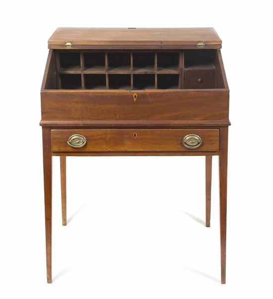 Appraisal: An American Mahogany School Master's Desk the fall front opening