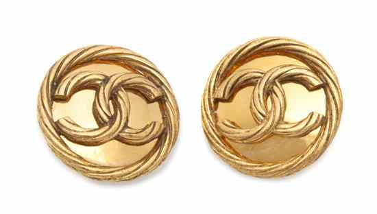 Appraisal: A Pair of Chanel Rope Motif Earclips Stamped Chanel